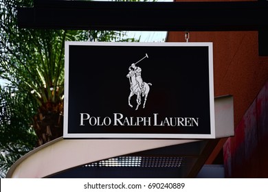 LAS VEGAS, NEVADA - October 11, 2016: Polo Ralph Lauren Logo On Store Front Sign in the famous Premium outlet North at Las Vegas,NV.