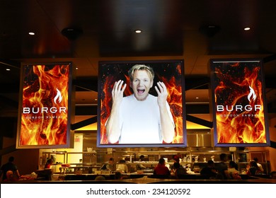 LAS VEGAS, NEVADA - SEPTEMBER 25: Inside Of The  Gordon Ramsay BurGR Restaurant At Planet Hollywood Resort And Casino In Las Vegas On September 25, 2014