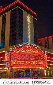 Las Vegas, Nevada / United States September 21, 2018. Night Time Photograph Of The California Hotel And Casino