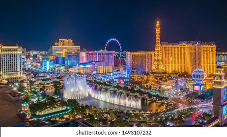 Las Vegas, Nevada, United States : Panoramic view of the Las Vegas Strip. it is a stretch of South Las Vegas Boulevard in Nevada that is known for its concentration of hotels and casinos on 2016-07-14