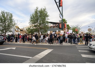 Las Vegas, Nevada / United States - May 30, 2020: A Very Large Crowd Of People In Support Of George Floyd. 