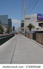 Las Vegas, Nevada / United States - May 27, 2020: A Long Empty Side Walk Very Common To See During Business Closure. 