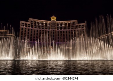 Las Vegas, Nevada USA 11.01.2012 Fountain show at Bellagio hotel and casino in Las Vegas. Las Vegas is one of the top tourist destinations in the world.