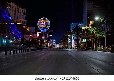 LAS VEGAS, Nevada / USA  - April 17, 2020: The city of Las Vegas is empty during the COVID-19 pandemic.  All the casinos, restaurants, and bars are closed on the famous Las Vegas strip.