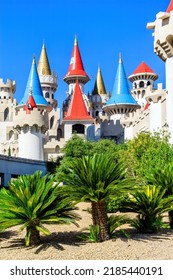 Las Vegas, Nevada, USA - August 01, 2022:The Excalibur Hotel And Casino Is Medieval Themed Resort In Vegas With More Than 3,900 Rooms