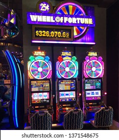 Las Vegas, Nevada / USA - March 05 2019: Slot Machines Close Up In Las-Vegas. 