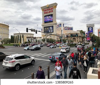 Las Vegas, Nevada / USA - March 10 2019: A Street View Caesars Palace Casino And Hotel On Las Vegas Boulevard.