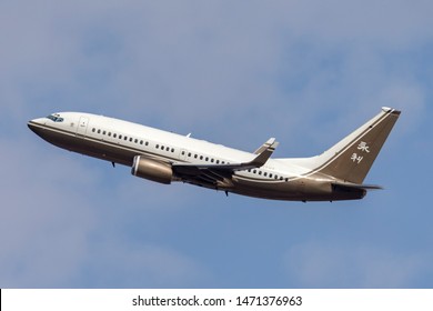 Las Vegas, Nevada, USA - May 8, 2013: Luxury Boeing Business Jet (737-79U BBJ) Operated By Wynn Resorts.