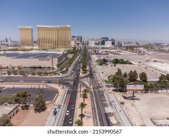 LAS VEGAS, NEVADA, USA - MAY 8, 2022: Las Vegas Strip During The Day From Above