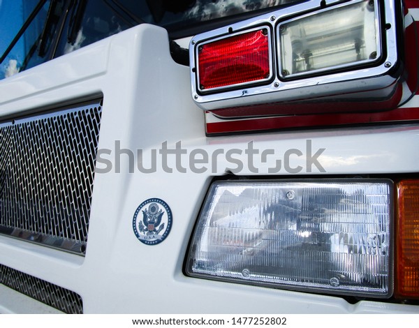 Las Vegas - Nevada / USA May 11 2019: TNT\
Government Surplus Auction of vehicle & equipment items\
including Police Cars, Motorcycles, Bicycles, Fire Trucks, and\
other items from Clark County\
agencies.