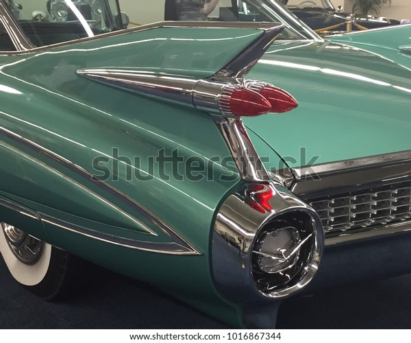 LAS VEGAS,\
NEVADA-DECEMBER 29, 2016:  Tail lights and fins of a 1959 Cadillac\
Series 60 Fleetwood Special Sedan, one of the most stylish\
automobiles ever built by\
Cadillac.