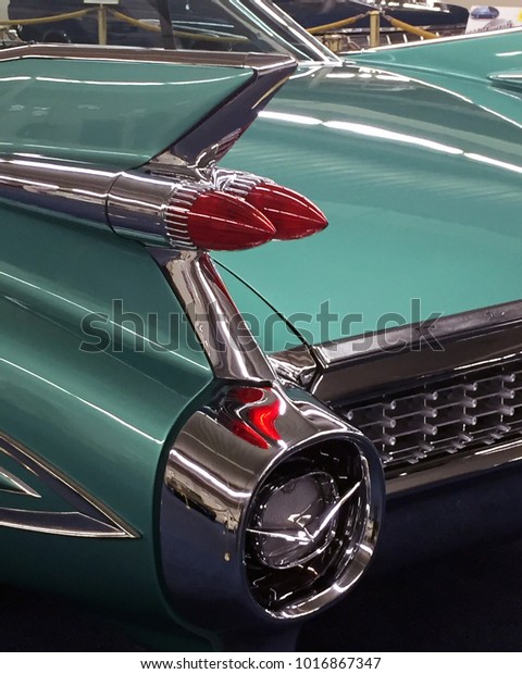 LAS VEGAS,\
NEVADA-DECEMBER 29, 2016:  Tail lights and fins of a 1959 Cadillac\
Series 60 Fleetwood Special Sedan, one of the most stylish\
automobiles ever built by\
Cadillac.