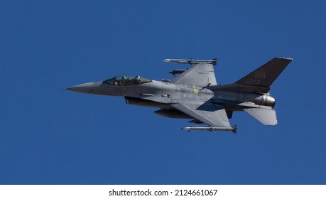 Las Vegas, NevadaUSA-February 10 2022; Fighter Jets Flying In Clear Skies For Red Flag Exercise