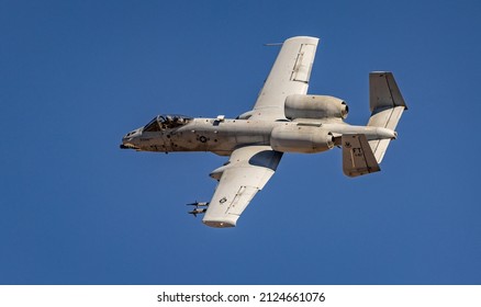 Las Vegas, NevadaUSA-February 10 2022; Fighter Jets Flying In Clear Skies For Red Flag Exercise