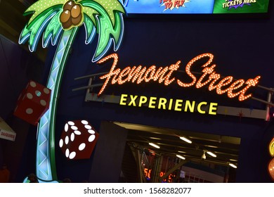 Las Vegas, November 2019 - Fremont Street Experience sign in Las Vegas, Nevada