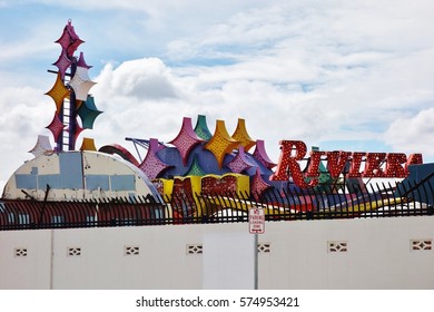 LAS VEGAS, NV -10 APR 2016- The Neon Boneyard Park Is An Outdoor Museum Displaying Old Retired Signs From Las Vegas Hotels And Casinos.