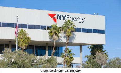 Las Vegas, NV 12-10-2020: NV Energy Headquarters On Sahara Avenue. It Is The Primary Electric Utility Company In Northern And Southern Nevada. It Transmits, Generates, And Distributes Electricity.