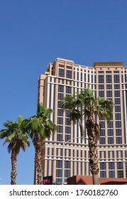 LAS VEGAS, NV -6 JUN 2020- Exterior day view of the Palazzo at the Venetian Hotel, a luxury hotel and casino located on the Strip in downtown Las Vegas, United States.