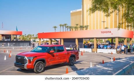 Las Vegas, NV 9-24-2021: Toyota national dealer meeting held at Mandalay Bay Convention Center on the Las Vegas Strip. Dealers across the US gathered to test drive the brand new 2022 Toyota Tundra.