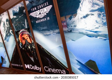 Las Vegas, NV - August 2021: Cinemacon 2021 Show Floor Top Gun: Maverick Lightbox.