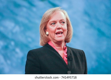 LAS VEGAS, NV - JUNE 5, 2012: HP president and chief executive officer Meg Whitman delivers an address to HP Discover 2012 conference on June 5, 2012 in Las Vegas, NV
