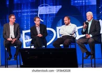 LAS VEGAS, NV -?? MAY 6, 2014: David Goulden, Pat Gelsinger, Paul Maritz And Joe Tucci (left To Right) Announce Federation Business Model At EMC World 2014 Conference On May 6, 2014 In Las Vegas, NV 