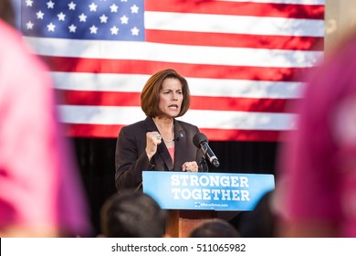 LAS VEGAS, NV - November 6, 2016: Catherine Cortez Masto Campaigns For Democratic Party At CSN.