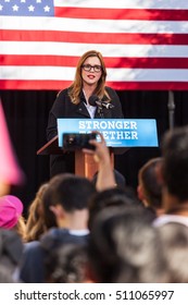 LAS VEGAS, NV - November 6, 2016: Amber Tamblyn Campaigns For Democratic Party At CSN. Vertical Photo.