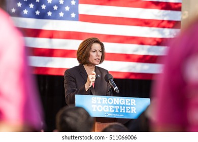 LAS VEGAS, NV - November 6, 2016: Catherine Cortez Masto Campaigns For Democratic Party At CSN.