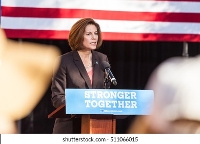 LAS VEGAS, NV - November 6, 2016: Catherine Cortez Masto Campaigns For Democratic Party At CSN.