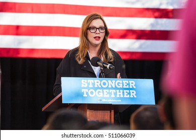 LAS VEGAS, NV - November 6, 2016: Amber Tamblyn Looking Surprised Campaigns For Democratic Party At CSN.