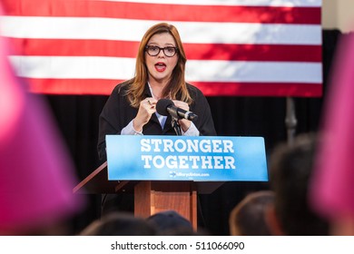 LAS VEGAS, NV - November 6, 2016: Amber Tamblyn Gives Campaign Lecture Speech For Democratic Party At CSN.