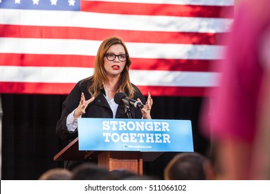 LAS VEGAS, NV - November 6, 2016: Amber Tamblyn Looking Frustrated Campaigns For Democratic Party At CSN.