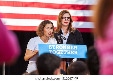 LAS VEGAS, NV - November 6, 2016: America Ferrara And Amber Tamblyn Campaign For Democratic Party At CSN.