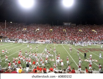 LAS VEGAS, NV - SEPTEMBER 4: Wisconsin Vs. UNLV: College Football Players Run To Lockers At Half-time.  Taken September 4 2010 At Sam Boyd Stadium Las Vegas, Nevada.