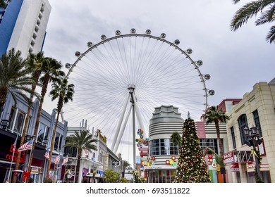 LAS VEGAS, NV, USA - December 24, 2016: High Roller Located Along The Las Vegas Strip During The Daytime. It Is Famous For It's Themed Hotels, Gambling, And High End Lifestyle.