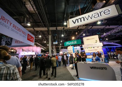 LAS VEGAS, NV, USA – MAY 5, 2014: Booths Of RSA, Pivotal And VMware Companies At EMC World 2014 Conference On May 5, 2014 In Las Vegas, NV, USA.
