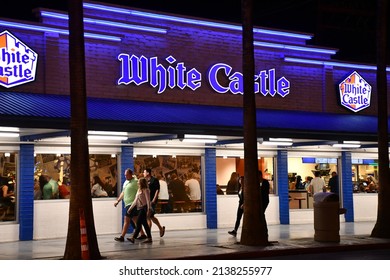 Las Vegas, NV, USA - October 14, 2019: A White Castle Restaurant At Night In Downtown Las Vegas.