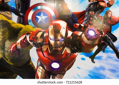 LAS VEGAS, NV, USA - SEP 20, 2017: Marvel superheroes Iron Man,  at the  Avengers Station complex in Las Vegas.