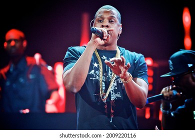 Las Vegas, NV, USA: September 23, 2011 - Jay-Z performs at the inaugural iHeartRadio Music Festival at the MGM Grand Garden Arena.
