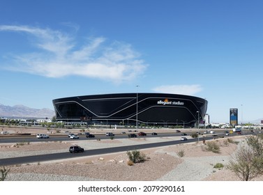 LAS VEGAS - OCTOBER 31: Allegiant Stadium in Las Vegas, Nevada on October 31, 2021. Allegiant Stadium is a domed stadium and is home to the Raiders of the NFL.
