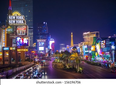 LAS VEGAS - SEP 15 : View of the strip on September 15 , 2013 in Las Vegas. The Las Vegas Strip is an approximately 4.2-mile (6.8 km) stretch of Las Vegas Boulevard in Clark County, Nevada.
