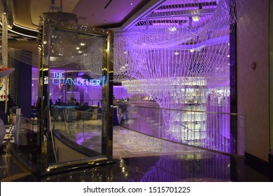 Las Vegas, September 2019 - The Chandelier Lounge Bar At Cosmopolitan Resort & Casino In Las Vegas