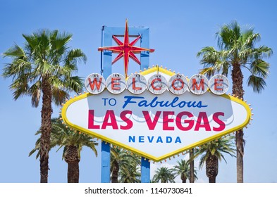 Las Vegas sign on bright sunny day, Nevada, USA