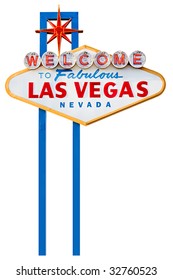 Las Vegas Sign On The City Strip - Isolated On White