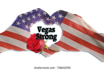 Las Vegas Strong With Hand In Heart Shape.