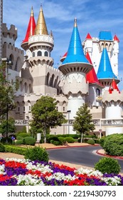 Las Vegas, USA - 18 April 2012: The Exterior Of The Fairy Tale And Medieval Style Excalibur Hotel And Casino In Las Vegas. A Themed Hotel Based On The Legend Of King Arthur.