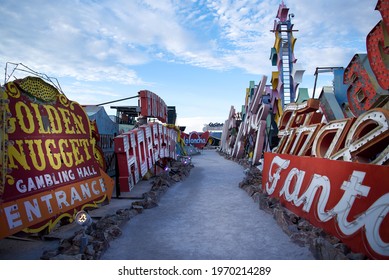 Las Vegas USA 4 August 2017 The Neon Museum By Sunset