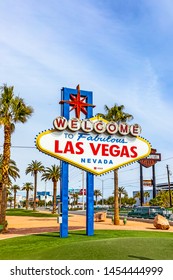 Las Vegas, USA - MAR 11, 2019: Famous Las Vegas Sign At City Entrance, Detail At Daytime.