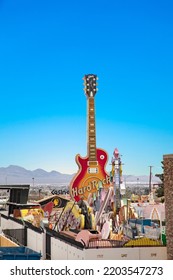 Las Vegas, USA - March 10, 2019: Old Hard Rock Cafe Sign At Gibson Guitar  In The Neon Museum Las Vegas, USA.